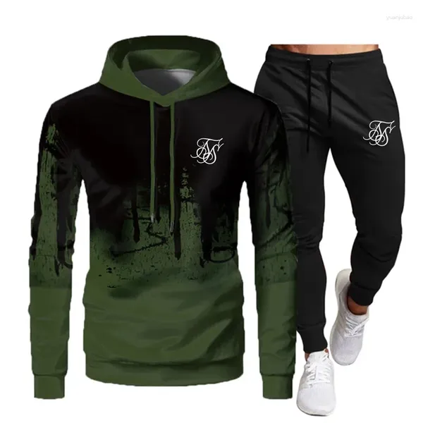 Männer Trainingsanzüge Mode Sik Silk Hoodie Sportswear Kleidung Joggen Casual Laufen Sport Anzug Hosen 2-teiliges Set