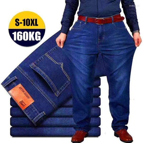 Erkek kot pantolon artı boyutu denim pantolon moda erkekler bol rahat 10xl sokak kıyafeti geniş adam pantolon cothing