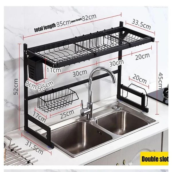 Küche Lagerung Waschbecken Dish Drain Organizer Rack Edelstahl Geschirr Praktische Zubehör Einstellbar