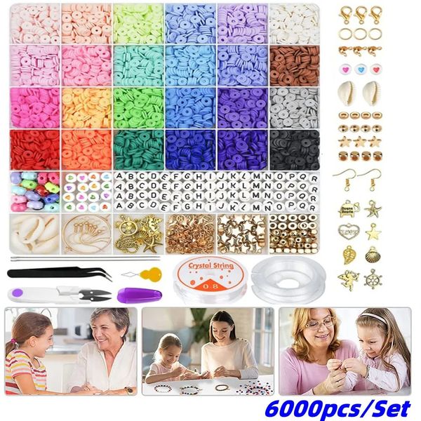 6000pcs set di perle di argilla polimerica con strumenti perle alfabeti per gioielli che producono accessori fai -da -te bracciale kit di gioielli gifts 231227