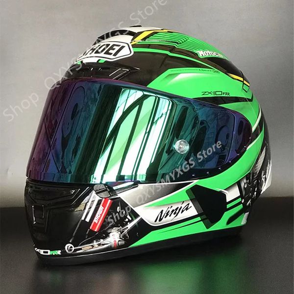 X14 kask x On dört yeşil tam yüz yarış motosiklet casco de motosisik ece 231226