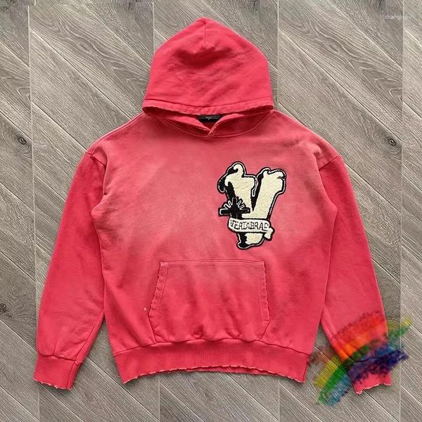 Hoodies masculinos Vertabrae Bordado Patch Logo Hoodie Homens Mulheres 1:1 Qualidade Oversize Nice Lavado Destruir Pulôver