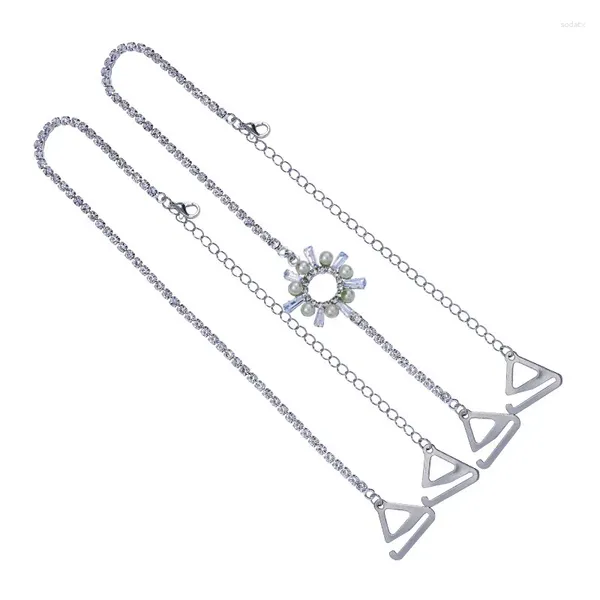 Chaînes Femmes Support de soutien-gorge réglable Anti-perte Sangle Strass Cristal Chaîne d'épaule Perle Fleur Étoile Coeur Mariage Bijoux de mariée