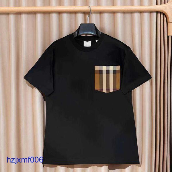 Vclo camisetas masculinas designer t-shirt casual moda rua e mulheres preto branco bolso xadrez manga curta top vendendo roupas de hip hop de luxo