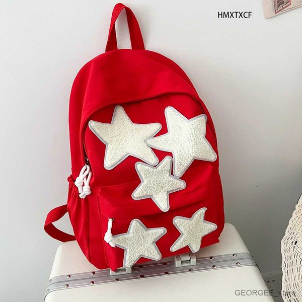 Laptop-Hüllen, Rucksack, Kawaii-Stern-Dekor, Segeltuch, Schultasche, niedliche Preppy-Tasche, Damen-Laptoptasche für jeden Tag