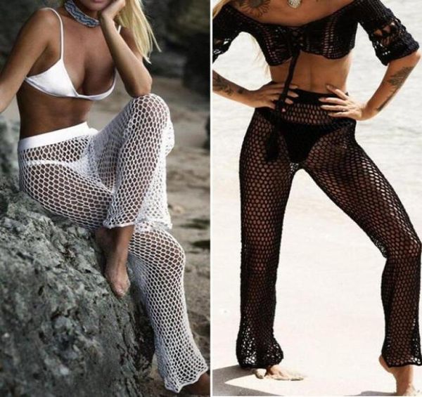 Pantaloni da pesca da pesca a cavalletta a maglia da pesca da pesca da donna Donne all'uncinetto a mano alla spiaggia lunghi pantaloni solari di pantaloni da bagno sexy bikini costume da bagno6550625