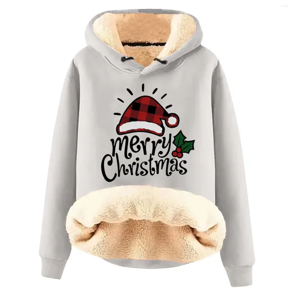 Kadın Hoodies Mutlu Noeller Kadınlar Polar Külot bayanlar Jumper Büyük boy sweatshirt Kalın Hoodie Hj05