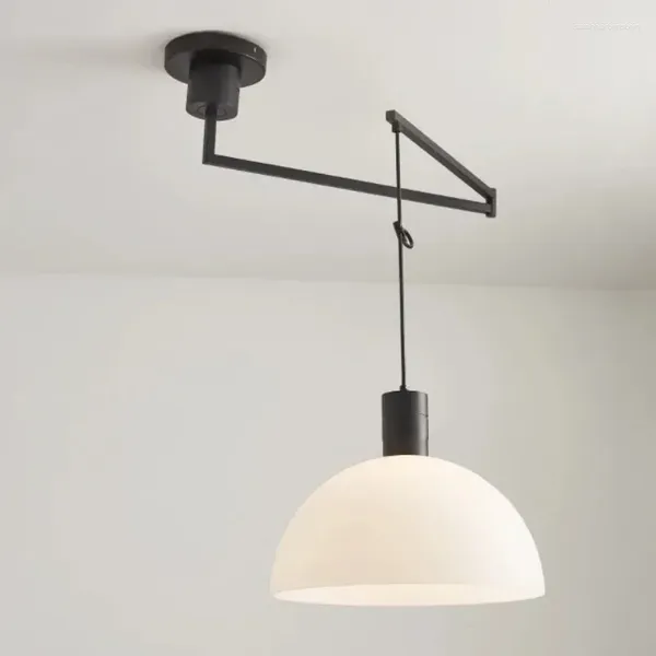 Pendelleuchten Retro Bag House Restaurant Lampe Einfache kreative Kipphebel-Studienleuchte kann lange Stangen-Einzelkopf-Kronleuchter verschieben