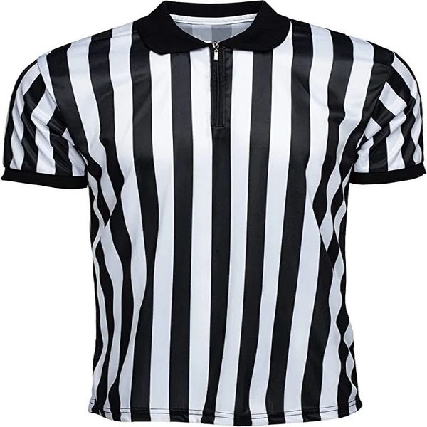 Camicia arbitro con colletto protagonista ufficiale da uomo da basket Fottball Soccer Wrestling boxe a manica corta Taglie a strisce 231227