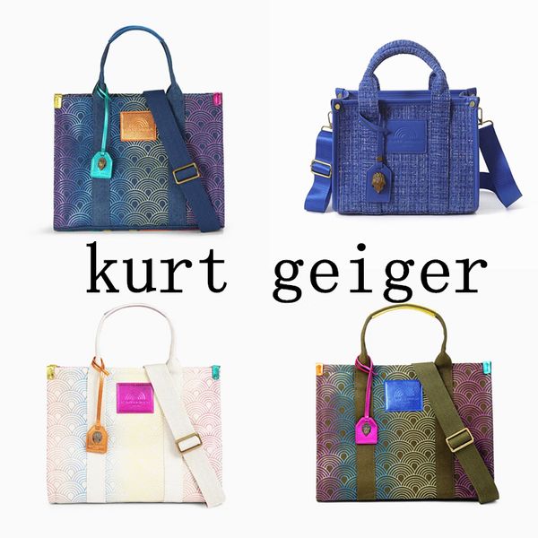 Kurt Geiger El Çantası Kadın Tuval Gökkuşağı Tweed Çanta Kadın Erkek Tasarımcı Tote Çanta Lüks Omuz Crossbody Bagaj Mağazası Çantaları Üst Moda Debriyaj Seyahat Duffle Bag