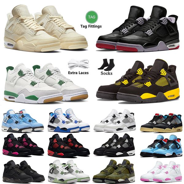 Seafoam retrò 4s OG Basketball Scarpe Donne Men J4 Black Cat Jumpman 4 Thunder Bred Bred Green Green Cactus Jack University University University Blue Sports Sneakers