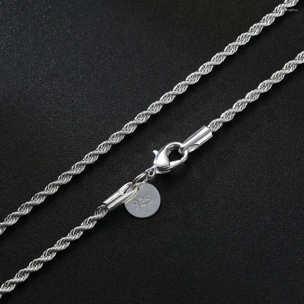 Ketten 925 Sterling Silber Hip Hop 2/3/4mm 40-60 cm Seilkette Halskette Frauen Frauen Charme Hochzeitsfeier Geschenk Schmuckzubehör Accessoires