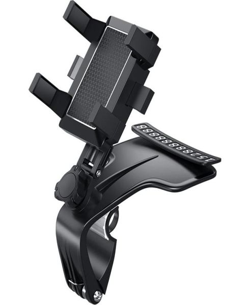 Novo suporte para o telefone de carro de 1200 graus Rotação Trowview Mirror Sun Visor Painel GPS Surça de navegação móvel com Cartão de estacionamento6688009
