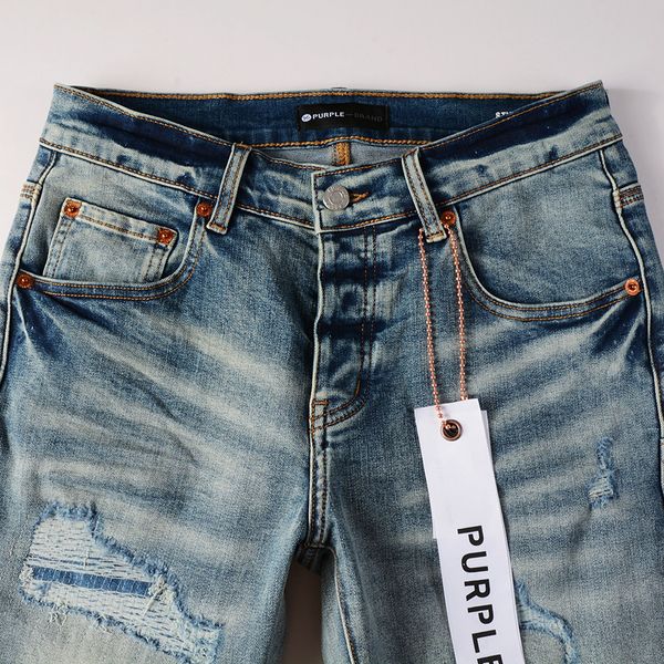 jeans viola Jeans firmati pantaloni da uomo Pantaloni da uomo vintage patchwork di lusso con motivo a punti jeans retrò di marca viola