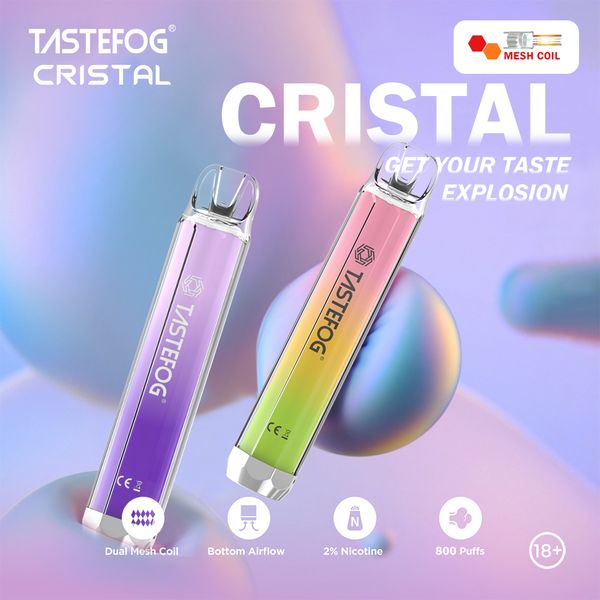 Tastefog Crystal 800 Soffi monouso Vape 2% 2ml Sigaretta elettronica 500mAh 10 sapori Versione TPD Vapes Pen all'ingrosso di alta qualità