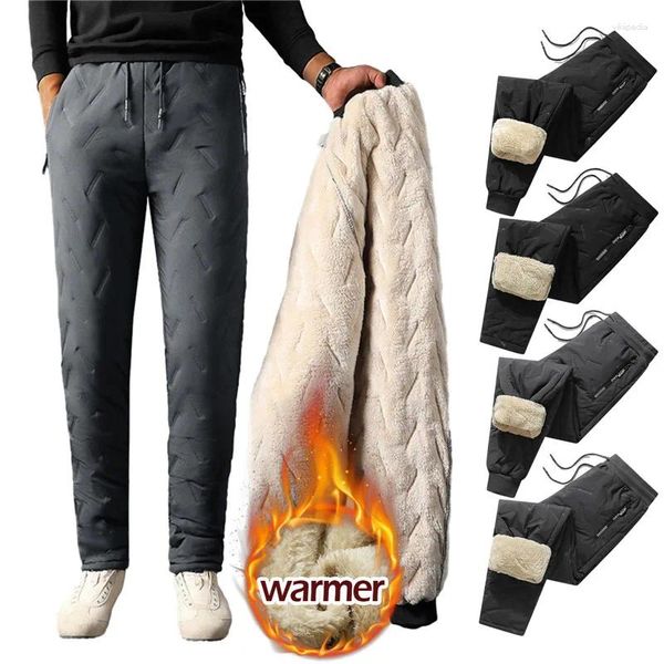 Pantaloni da uomo Invernali in lana d'agnello Addensare caldo Pantaloni da uomo casual Moda Pantaloni sportivi resistenti all'acqua Pantaloni in pile
