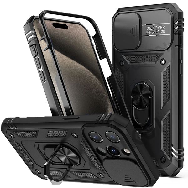 Capa de proteção para Samsung iPhone 15 14 13 12 11 Pro Max X Max 8 7 Plus Capa de telefone com suporte resistente com câmera Suporte giratório de 360 graus Capa resistente à prova de choque