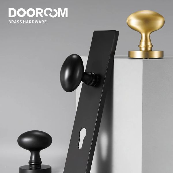 Dooroom Set serratura per porta in ottone Manopola moderna a forma di uovo Piastra lunga Camera da letto interna Bagno Set doppia leva per porta in legno Maniglie fittizie 231226