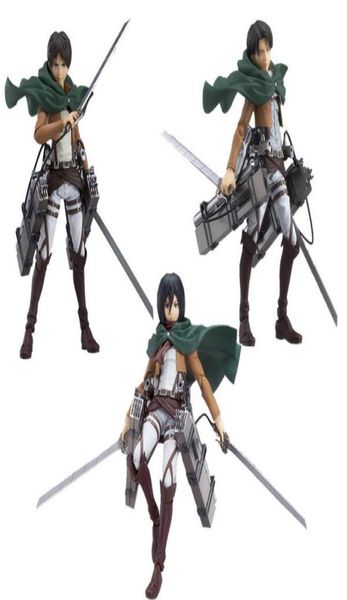 Japanischer Anime -Angriff auf die Titan Figma 213 Levi 203 Mikasa 207 Eren PVC Action Figure Modell Sammlerspielzeugpuppen Geschenke Q07227898572