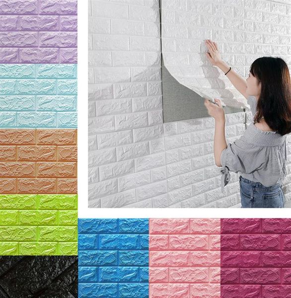 3d adesivos de parede imitação tijolo decoração do quarto à prova dwaterproof água autoadesivo papel parede para sala estar cozinha tv pano fundo decor291h3886227