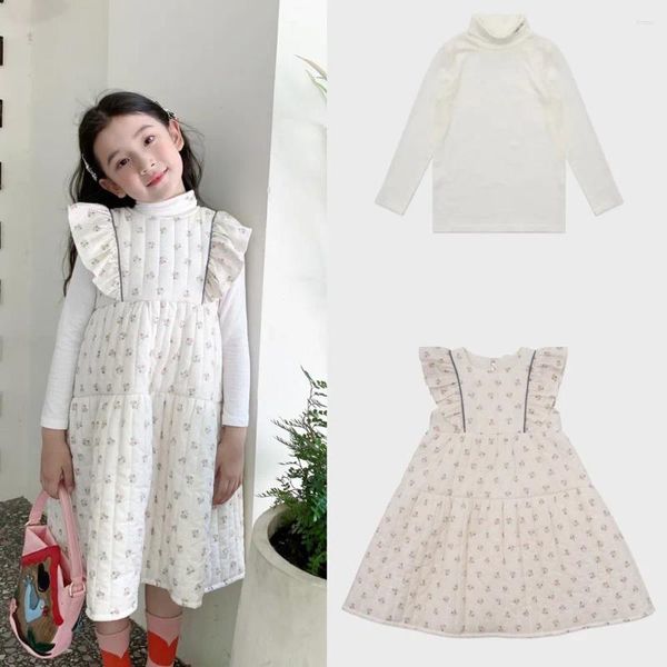 Girl Dresses Kids Dress Dress Dress French Style Pastoral Sleeved Modello floreale Cotton Baby