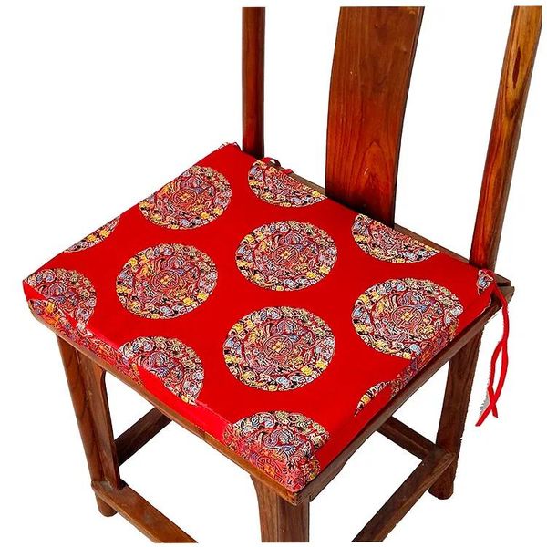 Travesseiro personalizado engrossar estilo chinês brocado de seda sofá assento almofada escritório casa almofadas decorativas jacquard cadeira de jantar almofada roundbacked