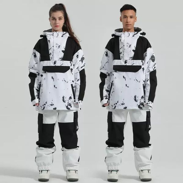 Gsou Snow Skibekleidung Damen Herren Kapuzenpullover Reflektierende Trend Skibekleidung Verdickte Wärme Wasserdichte Skiausrüstung Skianzug 231227