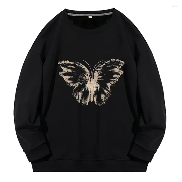 Hoodies femininos Mulheres coreanas homens da tripulante Butterfly Butterfly 500g Algodão de alta qualidade High Street Sweet Girl Autumn Winter Slave Long Slove