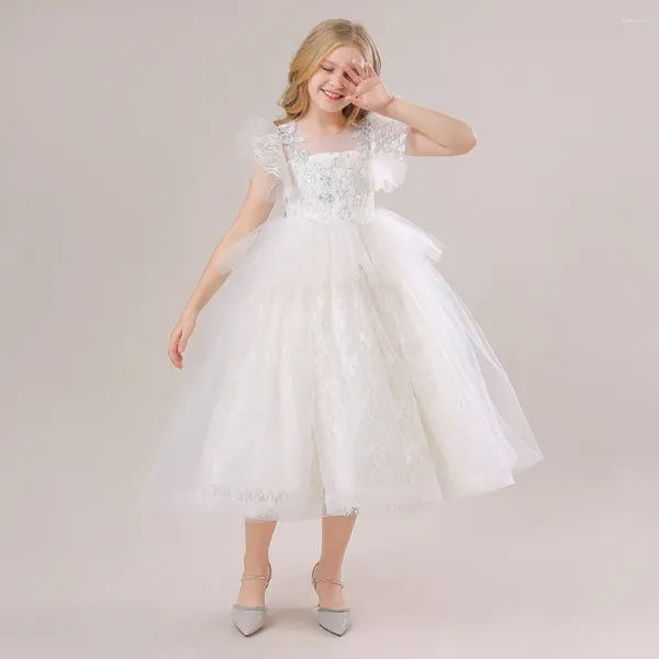 Mädchenkleider Cap Smeles weiße Teenager Kinder Prinzessin Partykleid für Mädchen formelle Prom Hochzeit Brautjungfer Kinder Weihnachtskostüme