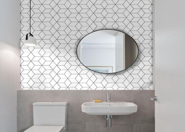 10 Pz Bagno Adesivo Per Piastrelle A Mosaico Adesivo Impermeabile Cucina Backsplash Adesivo Da Parete FAI DA TE Nordic Moderna Decorazione Della Casa5517362