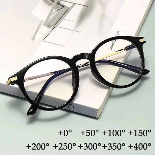Sonnenbrille, Anti-Blaulicht-Lesebrille für Männer und Frauen, runder Metallrahmen, Retro, klassische HD-Presbyopie-Brille, 13 Farben