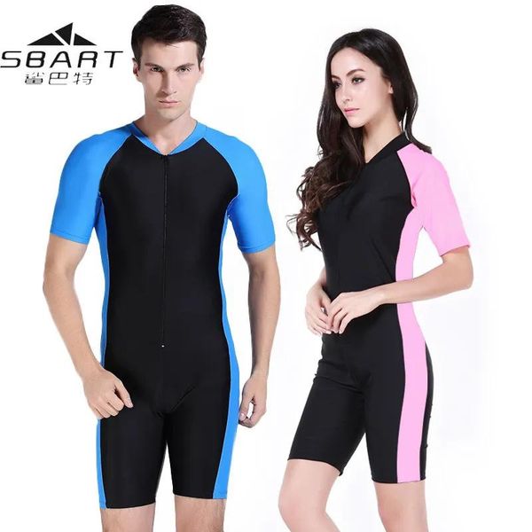 Roupa de banho Sbart Wetsuit Mulheres Homens Lycra Manga Curta UVproof Surf Surf Natação Maiô Maiô Mergulho Terno Wetsuits C Y