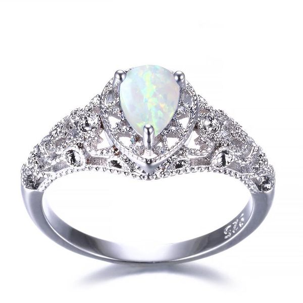 5 Stück Luckyshine S925 Sterling Silber Damen Opal Ringe Blau Weiß Natürlicher Mystischer Regenbogentopas Hochzeit Verlobungsringe #7-10274j