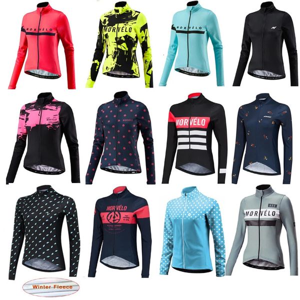 Radsporttrikot Morvelo 2023 Langarm Frau Winter Thermal Fleece Fahrrad Kleidung Outdoor Sportfahrrad Kleidung Ropa Ciclismo 231227