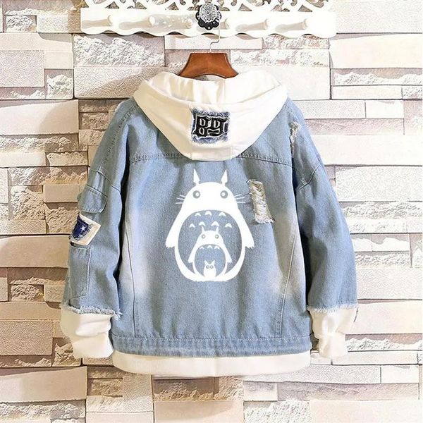 Kostümler anime kostümleri Japonya komşum totoro tonari yok cosplay kostüm kot ceket yüksek kaliteli tek düğme denim gündelik sweatshirt2