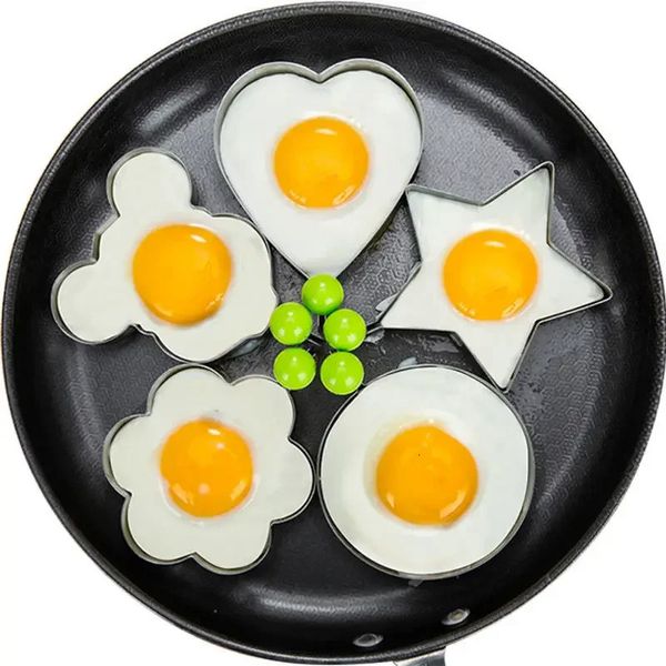 Edelstahl 5 Stil Spiegelei Pfannkuchen Form Omelett Form Form Braten Kochen Werkzeuge Küche Zubehör Gadget Ringe 231226