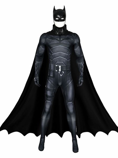 Adulto batsuper herói traje masculino macacão escuro cavaleiro cosplay capa roupa com máscara para festa de halloween