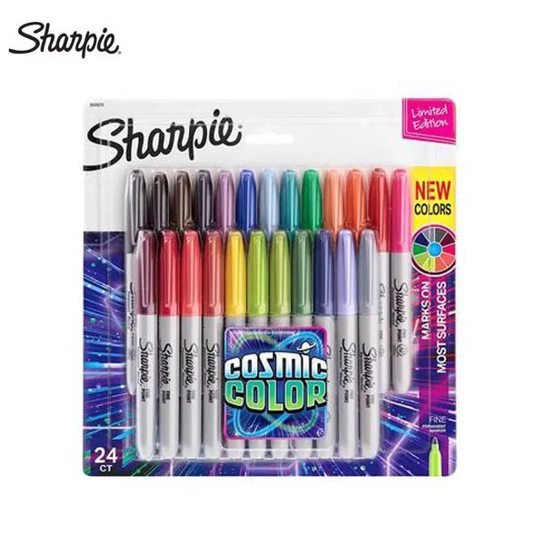 Набор маркеров Sharpie 12/24 цветных художественных маркеров, экологически чистые тонкие перманентные масляные маркеры, цветные канцелярские принадлежности 231226