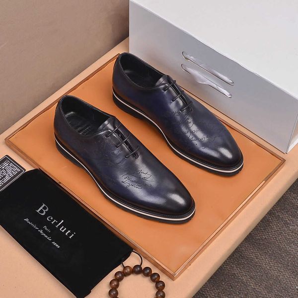 Designer Berluti Dress Schuhe Leder Sneaker Männerschuhe Berlut Bru Her Männer High -End -Qualität Kuhschuhe Business Kleid Leder Schuhe lässig One Kick Lazy Herren Schuhe