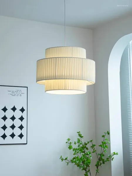 Lampade a sospensione Moderno stile francese cremoso Lampadario a LED Luci per camera da letto Decorazioni per la casa Lampada a sospensione a loft Apparecchi di lucentezza in tessuto