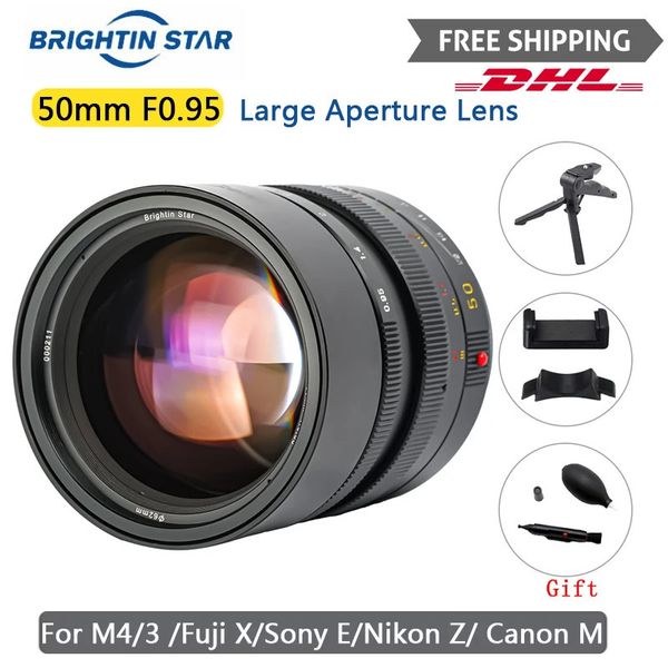 Brightin Star 50mm F095 Tam Çerçeve Lens Büyük Diyafram Gece Sahnesi Mikro Tek Kamera lensleri Fuji Sigma L 231226