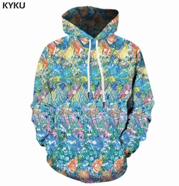 3D Hoodies Anime Sweatshirts Männer Psychedelic Kapuze Casual Funny 3D Printed Ocean Sweatshirt Printed Fish Hoodie Print H09092261003