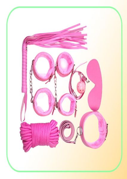 Landigello in pelle Rostenitura Fetish Whip Rope Pocci di polso bendati Collar Gag Bondage Kit 7 PCSSET I PRODOTTI ADULTI POTURICI SESSO9751148