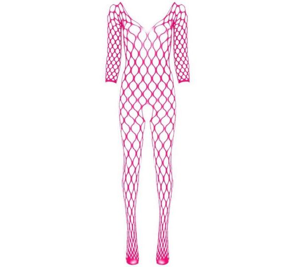 Kadınlar V Boyun Uzun Kollu Kasık Vücuttaşlık Esnek Fishnet Bodysuit örgü iç çamaşırı Nightwear Sweetwear9204830