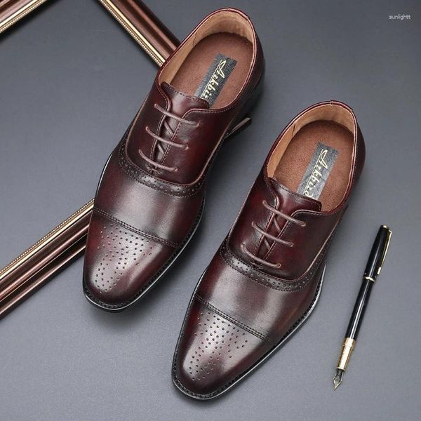 Sapatos de vestido Inglaterra homens para casamento qua noivo genuíno couro homens designer derby sapato 2023