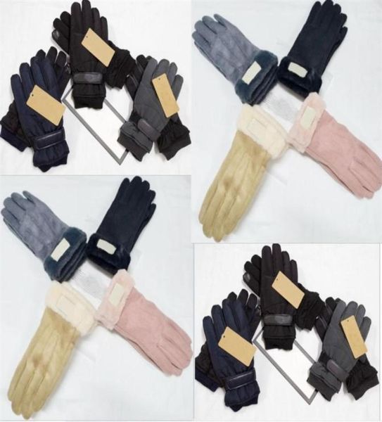 Design guanti in finta pelliccia per donne uomini inverno all'aperto a cinque dita guanti in pelle artificiale intero203z6964771