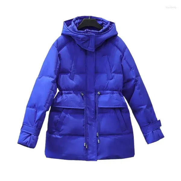 Kadın trençkotları Kore Kış Down Ceketler Khaki Sıcak Ceket Kadın Sokak Giyim Puffer Ceket T Artı Boyut Boy Mavi Kapüşonlu Dantel Yukarı Parka