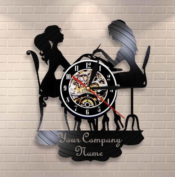 Personalizzato Spa Salon Bussiness Wall Sign Decorazione della parete Nail Salon Personalizzato Il tuo nome Orologio da parete Orologio da parete alla moda polacca Y2001108820310