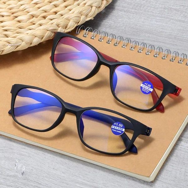 Óculos de sol tr90 óculos de leitura homens mulheres retro hd lente azul luz bloqueando óculos clássico quadrado óculos de visão distante 1.0 a 4.0