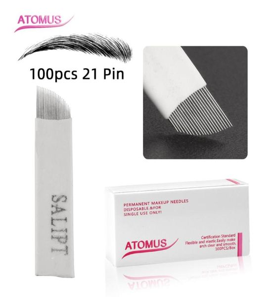 100pcs 21pin tatuaggio aghi smaltimento dell'occhio fornitura per occhio fornitura tatuatore permanente trucco microblading accessori per tatuaggi usa e getta 4248836